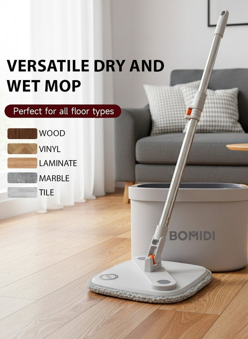 BOMIDI مجموعة دلو ممسحة دوارة، ممسحة دوارة 360° مع نظام فصل المياه النظيفة والوسخة، سهلة العصر للأرضيات، ممسحة برأس ممسحة قابل للفصل، مناسبة لتنظيف الأرضيات من مواد مختلفة M22 - Image 3